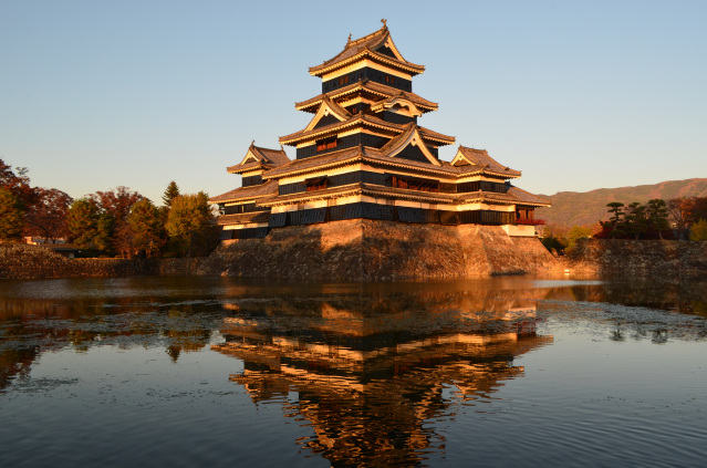 松本城　夕焼け