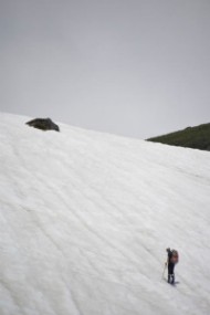 大雪渓付近では まだスキーシーズン