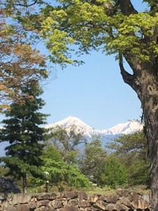 二の丸御殿跡より常念岳を望む