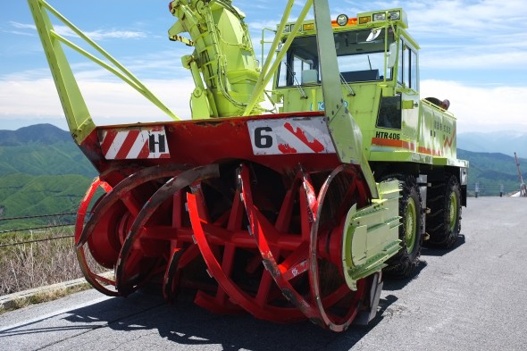One of the machines that carves through the snow.