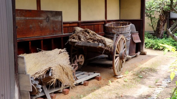 Farm equipment on display.
