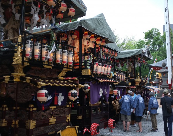 Festival Floats lined up at the shrine