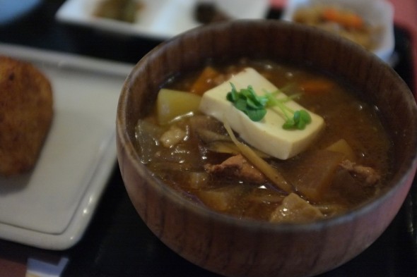 Tonjiru - hearty miso soup with veggies and pork