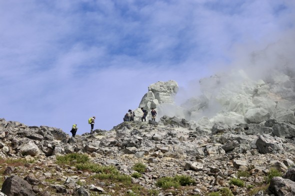 The hiking trail goes past vents spewing poisonous gases. Don't get too close!