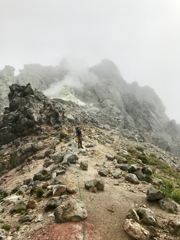 The trail follows a catwalk toward the gas vents.