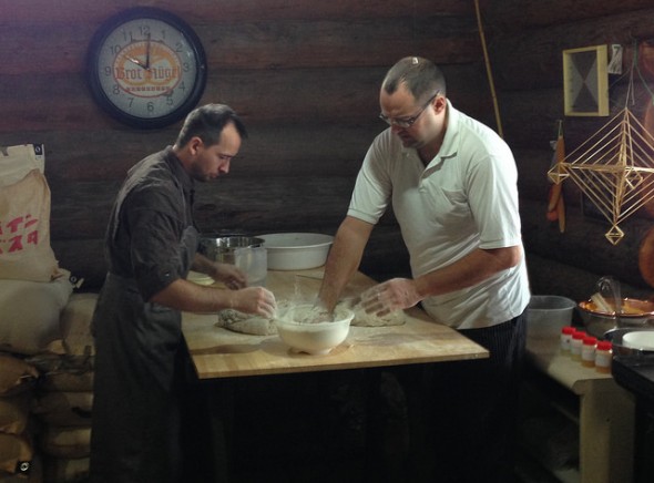 Preparing the bread dough