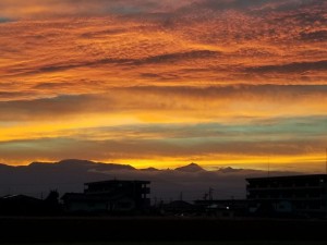 夕焼けのアルプス