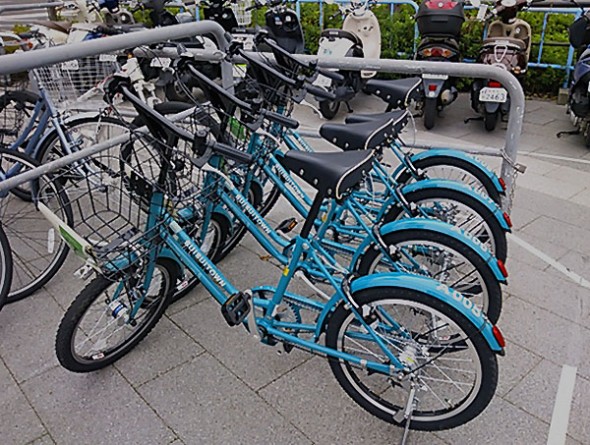 Rental bikes at Matsumoto Station bicycle parking lot