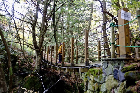 Bridge along the forest trail near Sengenbuchi Falls