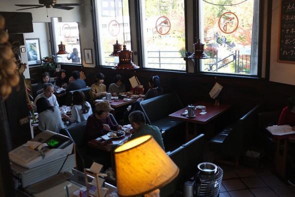 Inside the restaurant on the first floor