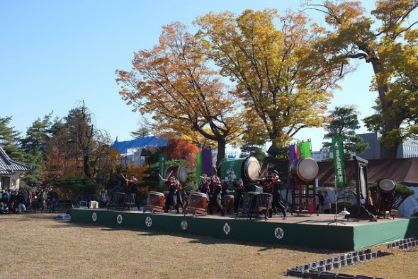 Taiko performance in the castle garden