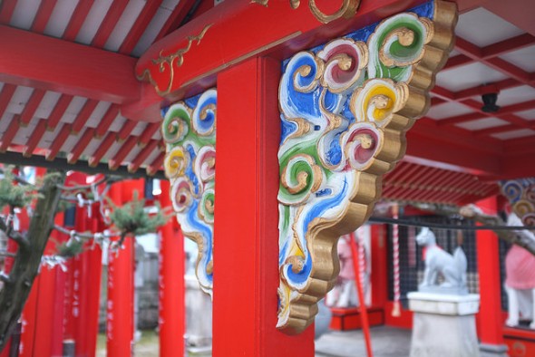 Colorfully painted wooden adornments