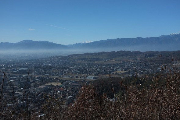 Matsumoto with a snowy Mt. Norikuradake above