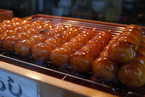 Seductively glistening mitarashi dango
