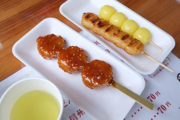 Left to right: Danhei, Shinshu-hei dango, and kibi dango