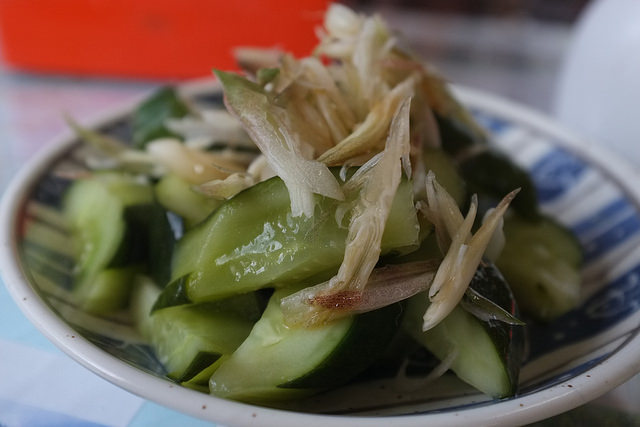 Delicious salted cucumber and myoga that we got served in summer
