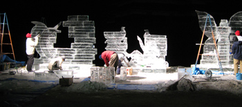 Ice Festival - at night, getting ready